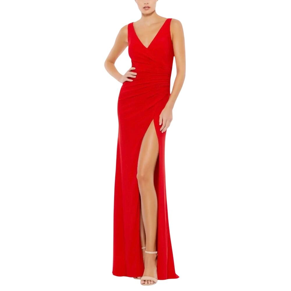 Mac Duggal 26513 Red Evening Gown Sleeveless Ruched Formal Column Dress Size 6